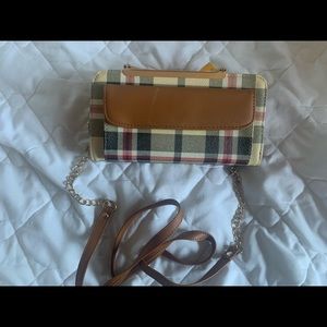 Plaid chain wallet bag